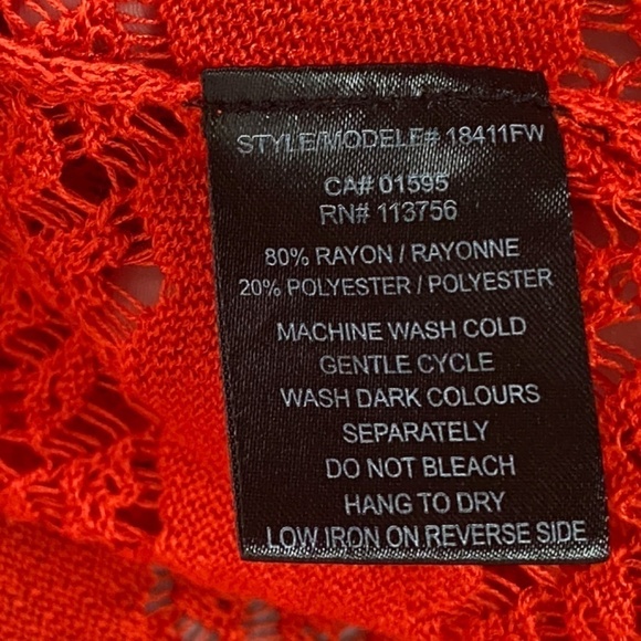 Impress Bolero Sweater Sz Large Red Crochet Cutouts Lightweight Knit Half Sleeve - Picture 6 of 9